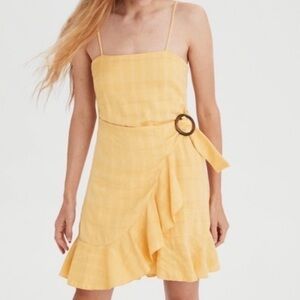 Yellow American Eagle Wrap Tie Dress